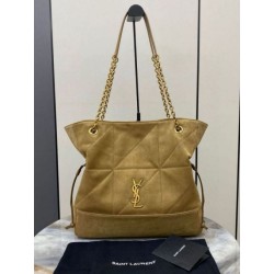 Dettagli perfetti Borse Replica shopping YSL Saint Laurent Jamie 4.3 Pochon grande foglia oro camoscio marrone