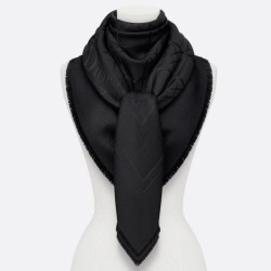Dettagli perfetti Christian Dior Cannage Scialle 140cm Nero