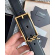 Dettagli perfetti Cintura YSL Saint Laurent New Cassandre Buckle 30MM Nero