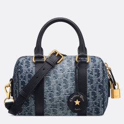 Riproduzione Fedele Borse Firmate Replica Dior Groove 20 Denim blu Dior Oblique Jacquard imitazioni