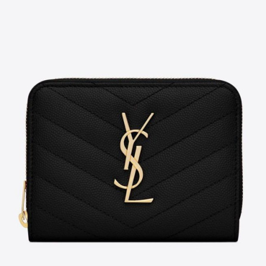 Pari all'originale replica di alta qualità Portafoglio compatto con cerniera YSL Saint Laurent Nero Pari all'originale replica di alta qualità Portafoglio compatto con cerniera YSL Saint Laurent Nero