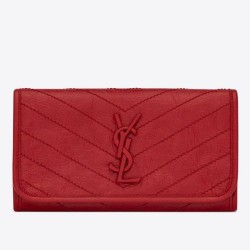 di alta qualit&agrave; Portafoglio grande YSL Saint Laurent Niki Crinkled Vintage Rosso