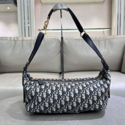 Riproduzione Fedele Borsa D-Journey piccola/media Dior Oblique Jacquard blu imitazioni
