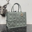 Dior Book Tote Bag Media con Tracolla Macrocannage Grigio