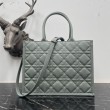 Dior Book Tote Bag Media con Tracolla Macrocannage Grigio