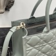 Dior Book Tote Bag Media con Tracolla Macrocannage Grigio