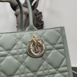 Dior Book Tote Bag Media con Tracolla Macrocannage Grigio