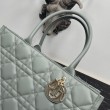 Dior Book Tote Bag Media con Tracolla Macrocannage Grigio