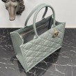 Dior Book Tote Bag Media con Tracolla Macrocannage Grigio
