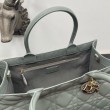 Dior Book Tote Bag Media con Tracolla Macrocannage Grigio