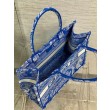 Dior Book Tote Bag Media Ricamo Toile de Jouy Reverse Blu