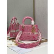 Dior Borse Imitazioni Lady D-Lite Media Toile de Jouy Ricamo Rovescio Rosa