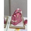 Dior Borse Imitazioni Lady D-Lite Media Toile de Jouy Ricamo Rovescio Rosa
