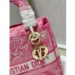 Dior Borse Imitazioni Lady D-Lite Media Toile de Jouy Ricamo Rovescio Rosa