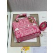 Dior Borse Imitazioni Lady D-Lite Media Toile de Jouy Ricamo Rovescio Rosa