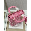 Dior Borse Imitazioni Lady D-Lite Media Toile de Jouy Ricamo Rovescio Rosa