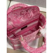 Dior Borse Imitazioni Lady D-Lite Media Toile de Jouy Ricamo Rovescio Rosa