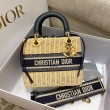Dior Borse Imitazioni Lady Dior Media Wicker e Jacquard Obliquo Blu