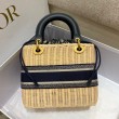 Dior Borse Imitazioni Lady Dior Media Wicker e Jacquard Obliquo Blu