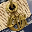 Dior Borse Imitazioni Lady Dior Media Wicker e Jacquard Obliquo Blu