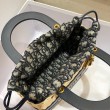 Dior Borse Imitazioni Lady Dior Media Wicker e Jacquard Obliquo Blu