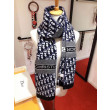 Dior CD Stola Oblique Lana e Cashmere Blu Dior CD Stola Oblique Lana e Cashmere Blu