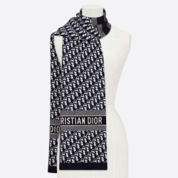 Dior CD Stola Oblique Lana e Cashmere Blu