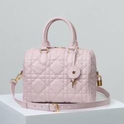 Riproduzione Fedele Dior Groove 25 Borsa in Biscotto Macrocannage rosa imitazioni