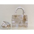 Dior Media Borsa Lady D-Lite Ricamo Jardin d'Hiver Oro