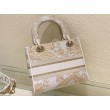 Dior Media Borsa Lady D-Lite Ricamo Jardin d'Hiver Oro