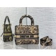 Dior Media Borsa Lady D-Lite Ricamo Toile de Jouy Marrone