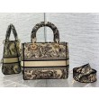 Dior Media Borsa Lady D-Lite Ricamo Toile de Jouy Marrone