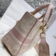 Dior Media Borse Replica Lady D-Lite Ricamo Toile de Jouy Rosa