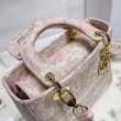 Dior Media Borse Replica Lady D-Lite Ricamo Toile de Jouy Rosa