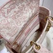 Dior Media Borse Replica Lady D-Lite Ricamo Toile de Jouy Rosa