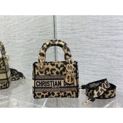 Dior Mini Borsa Lady D-Lite Multicolore Ricamo Mizza Beige