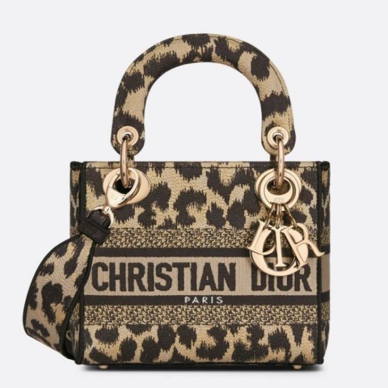 Dior Mini Borsa Lady D-Lite Multicolore Ricamo Mizza Beige
