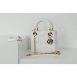 Dior Mini Borsa Lady Dior Cannage Bianco