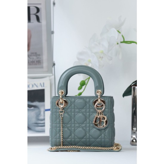 Dior Mini Borsa Lady Dior Cannage Blu