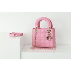 Dior Mini Bora Pari all'originale replica Lady Dior Cannage Rosa