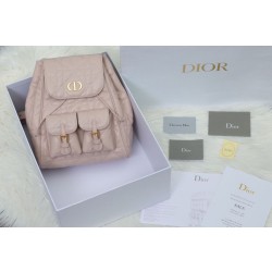 Dior Nano/Medium Dior Caro Backpack Rosa Macrocannage