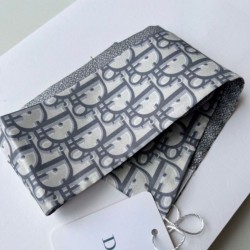 Dior Oblique Mitzah Sciarpa Twill di Seta Grigio