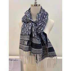Dior Oblique Sciarpa Blu Cashmere