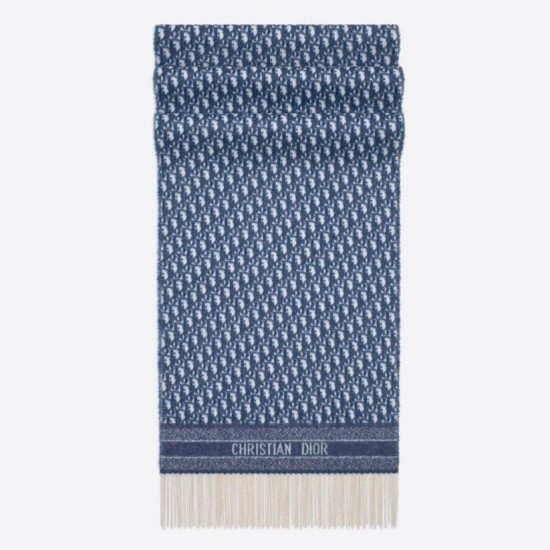 Dior Oblique Sciarpa Blu Cashmere