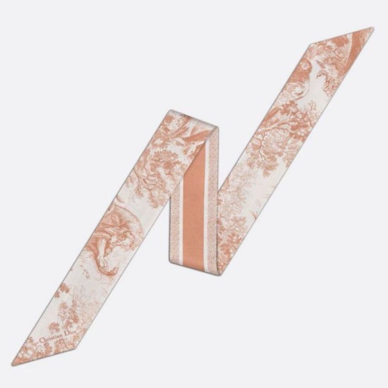 Dior Toile de Jouy Sauvage Mitzah Sciarpa Twill di Seta Rosa