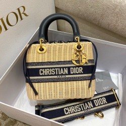 Qualità Specchio Replica Dior Borse Imitazioni Lady Dior Media Wicker e Jacquard Obliquo Blu Riproduzione Fedele Dior Borse Imitazioni Lady Dior Media Wicker e Jacquard Obliquo Blu imitazioni
