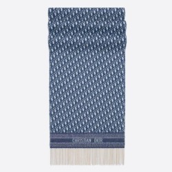 Riproduzione Fedele Dior Oblique Sciarpa Blu Cashmere imitazioni