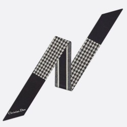 Riproduzione Fedele Dior 30 Montaigne Mitzah Sciarpa Twill di Seta Nero/Bianco imitazioni