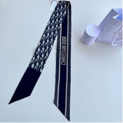 Riproduzione Fedele Dior Oblique Mitzah Sciarpa Twill di Seta Blu imitazioni