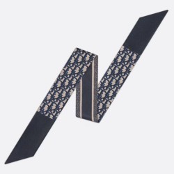 Riproduzione Fedele Dior Oblique Mitzah Sciarpa Twill di Seta Blu imitazioni
